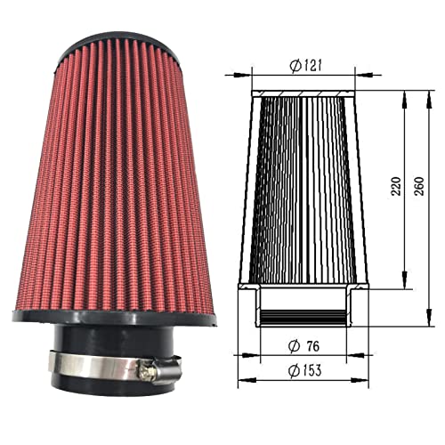 OBUYTO 3-Inch Cold Air Intake Kit with Heat Shield + Filter Compatible for Jeep Wrangler 2012-2017 Wrangler JK 2018 3.6L V6 (Black Tube & Red Filter) - Image 4