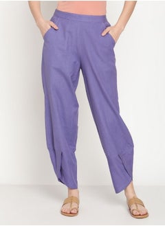 Abhishti Cotton Flex Very Peri Overlapped Hem Pants  - Image 1