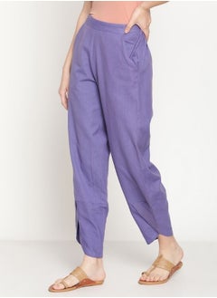 Abhishti Cotton Flex Very Peri Overlapped Hem Pants  - Image 3