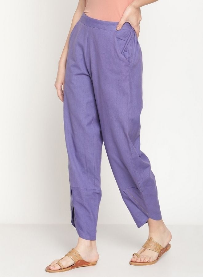 Abhishti Cotton Flex Very Peri Overlapped Hem Pants  - Image 3