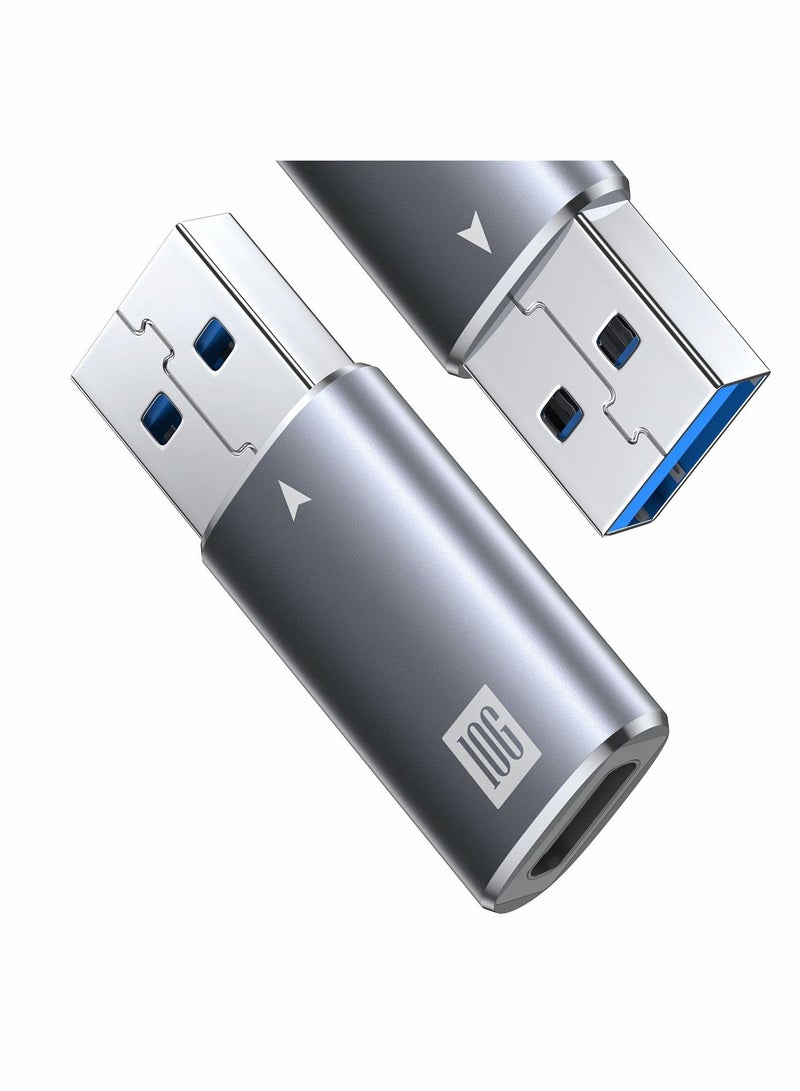 Excefore USB C Female to USB Male Adapter 10Gbps,  2 Pcs USB 3.1 A to USB C Adapter SuperSpeed Data Sync, Perfect Fit for iPhone 12 Mini/12 Pro Max/11 Pro Max, Type-C Earphone, Power Bank, Quest Link - Image 1
