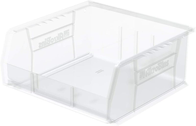 Akro-Mils 30235 AkroBins Plastic Storage Bins, Space-Saving Stackable Bins for Garage, Pantry, Craft Organization, 11" x 11" x 5", Clear, 6-Pack - Image 1