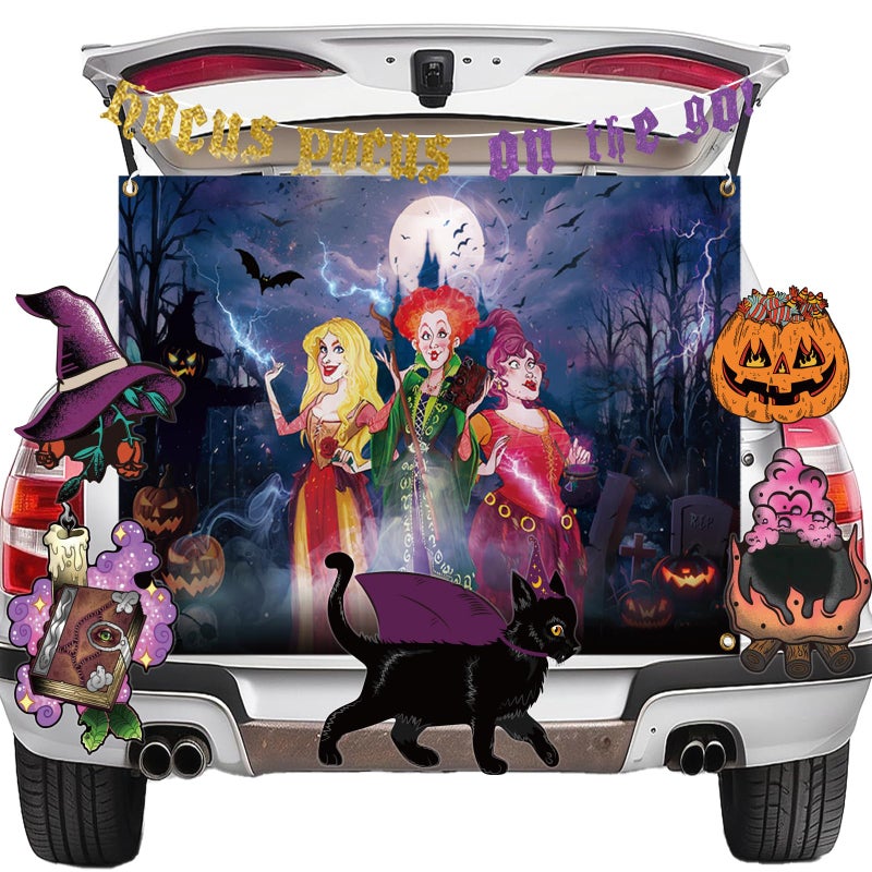 VABAMNA Hocus Pocus Trunk or Treat Car Decorations Kit for Suv Hocus Pocus Halloween Decoration set for Car Archway Garage Door Halloween Party Decorations Indoor Outdoor - Image 2