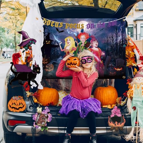 VABAMNA Hocus Pocus Trunk or Treat Car Decorations Kit for Suv Hocus Pocus Halloween Decoration set for Car Archway Garage Door Halloween Party Decorations Indoor Outdoor - Image 3