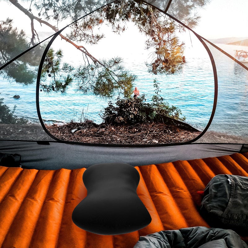 Portable Mini Bone Pillow Foam Particle Camping Pillow Black Neck Support Outdoor Travel - Image 5