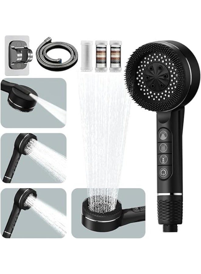 Arabest Hard Water Filter Shower Head with Hose and Holder, 4 Mode High Pressure Handheld Showerhead with Pause Switch, Removes Residual Chlorine and Impurities, Ideal for Dry Skin, Hair Care, Family Use - Image 1