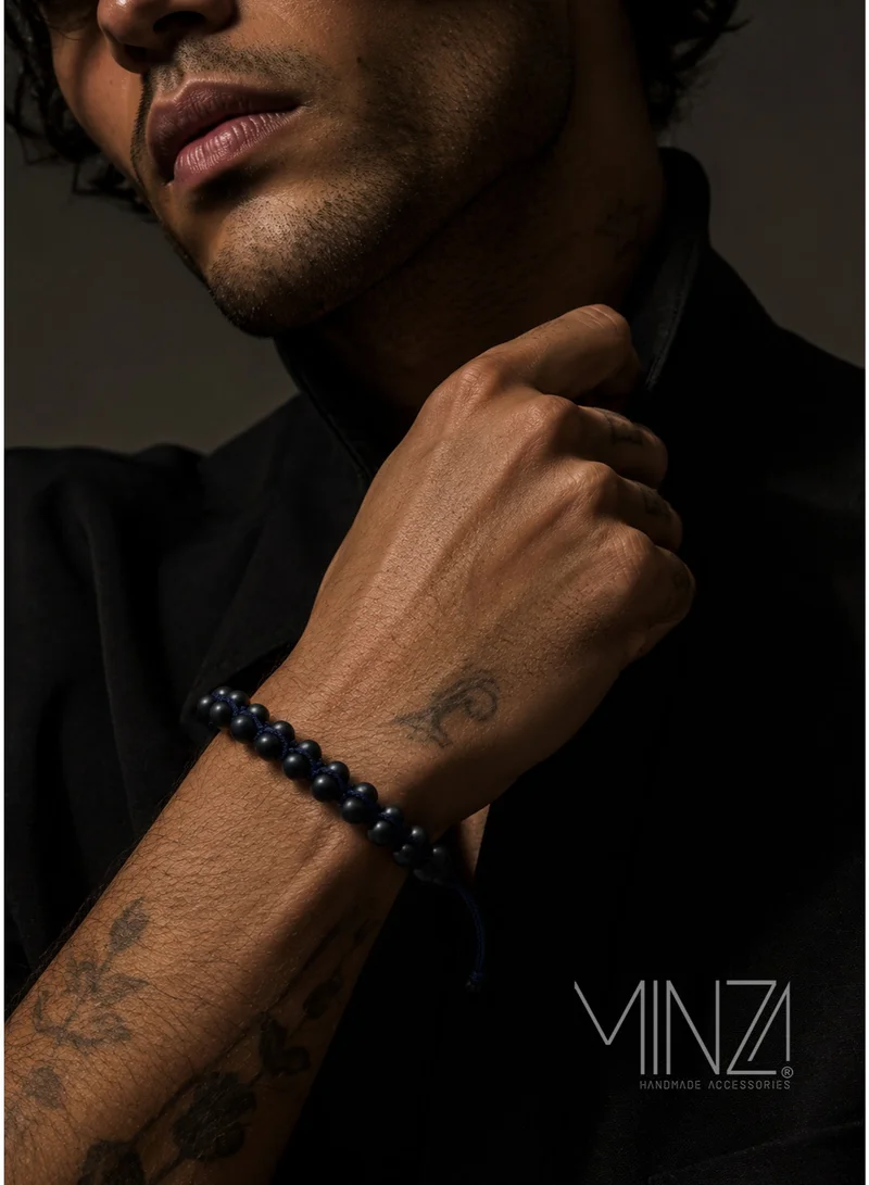 Minza Minza ” India ” Onyx stone, Handmade Bracelet for Men, Woven & Braided Bracelet, Jewelry for Casual & Special Occasion