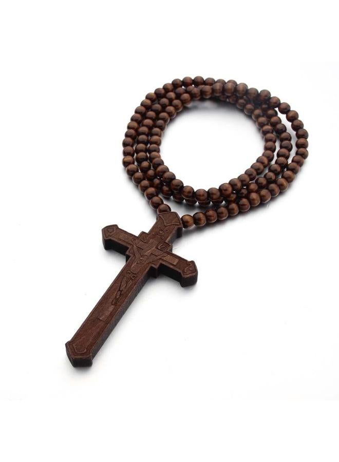 Direct Cross Wooden Bead Necklace Trendy Cool Nightclub Fashion Hot Wood Jewelry