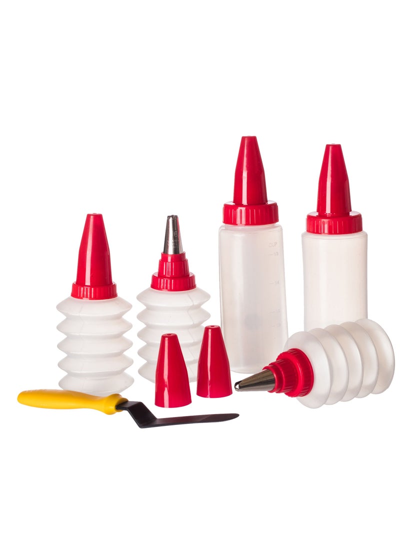 Dania - 6-piece cake decorating set Made of plastic and aluminum head It consists of 5 bottles to fill the cream And a small spatula to pave the cream. - Image 1