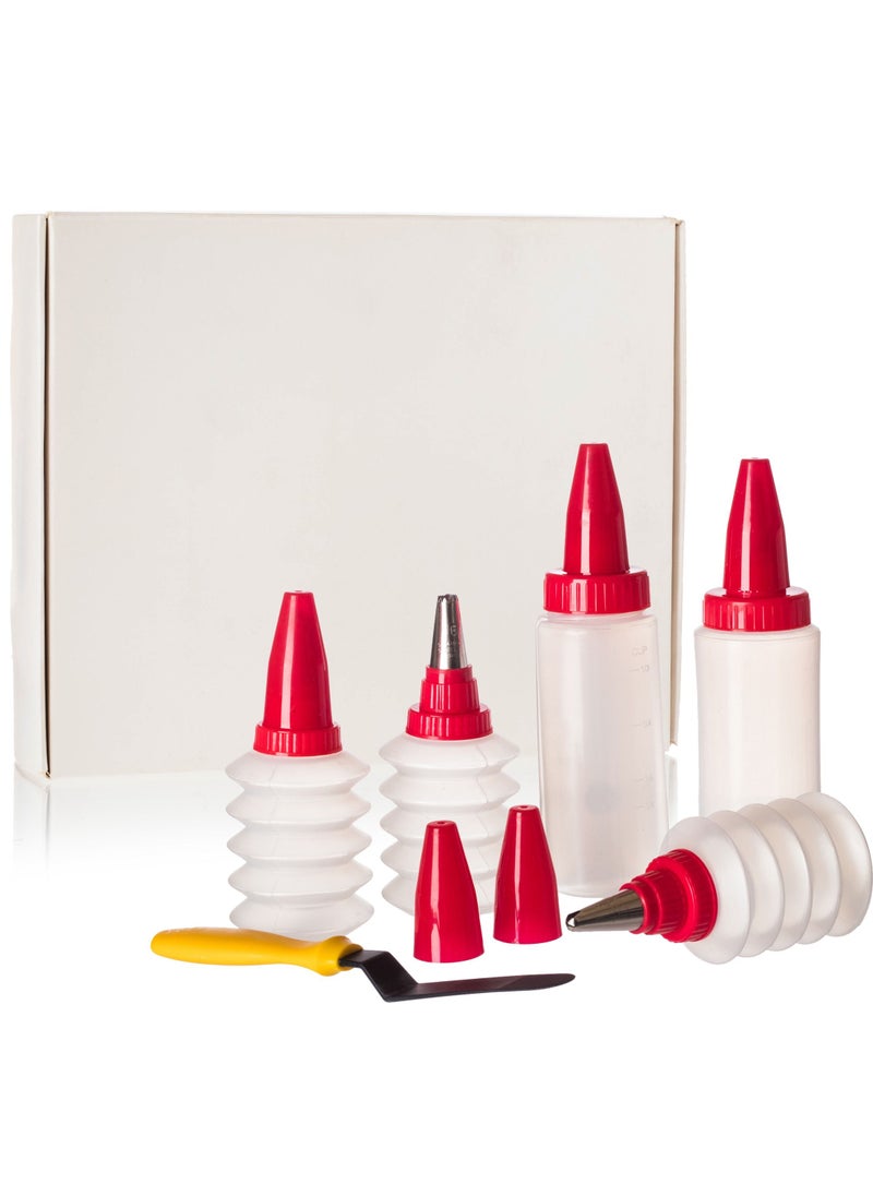 Dania - 6-piece cake decorating set Made of plastic and aluminum head It consists of 5 bottles to fill the cream And a small spatula to pave the cream. - Image 1