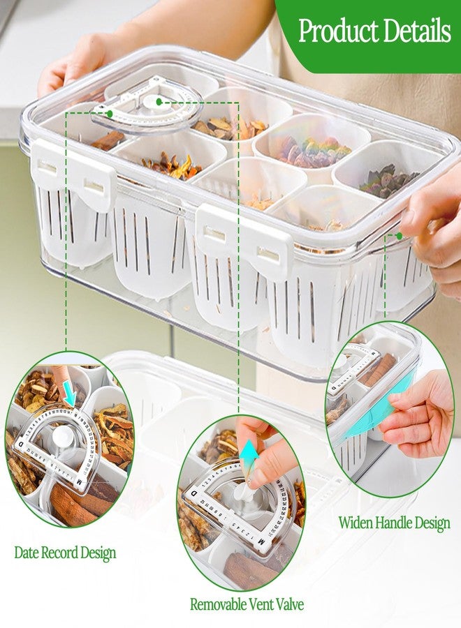 shopwithgreen Divided Serving Tray with Lid, Portable Snack Box Charcuterie Veggie Tray with Lid, Food Storage Organizer with 8 Colandersfor Fruit, Vegetable, Refrigerator, Kitchen, Party, Picnic - Image 3