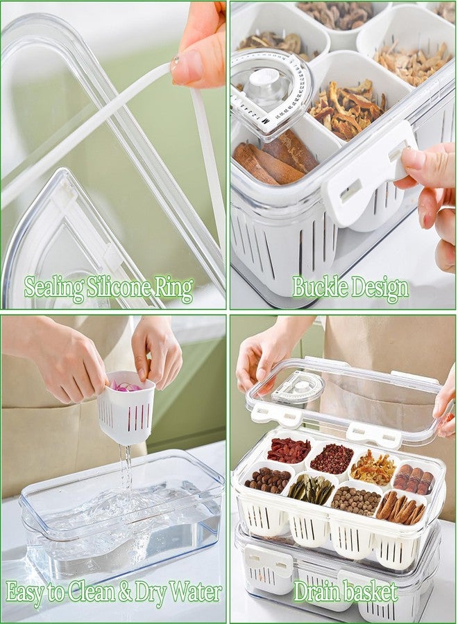 shopwithgreen Divided Serving Tray with Lid, Portable Snack Box Charcuterie Veggie Tray with Lid, Food Storage Organizer with 8 Colandersfor Fruit, Vegetable, Refrigerator, Kitchen, Party, Picnic - Image 4