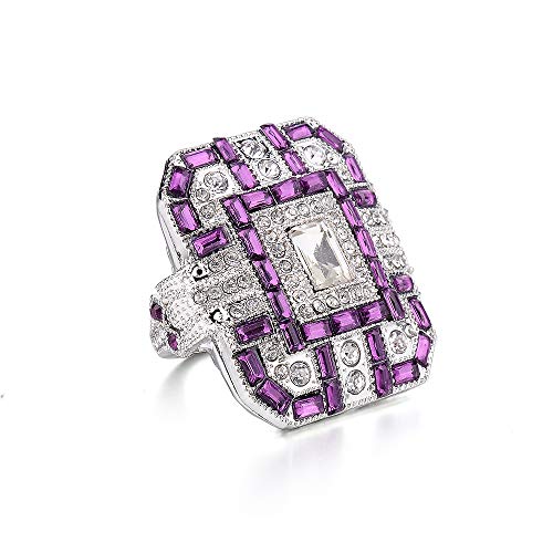 Goldenchen Fashion Jewelry Amethyst Silver Wedding Engagement Ring Art Deco Women Jewelry Gift Size 6-10 (10) - Image 3