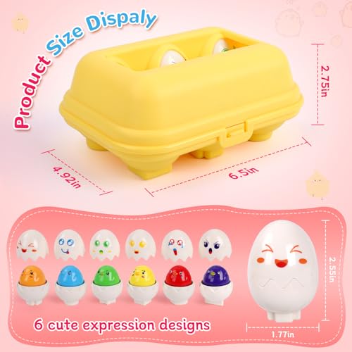 USATDD Egg Toys Hide Squeak Matching Eggs for Toddlers Color Recognition Sensory Learning Toys Fine Motor Skills Montessori Toy Gift for Kids Easter Basket Stuffers - Image 5
