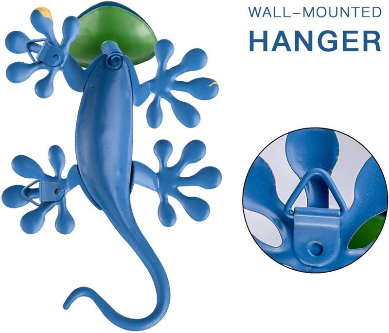 YEAHOME 4 Pack Metal Geckos Inspirational Wall Art, Mexican Outdoor Wall Decor with Shaking Head, Lizard Wall Sculptures & Statues for Farmhouse, Porch, Patio, Lawn, Fence, Backyard - Image 3