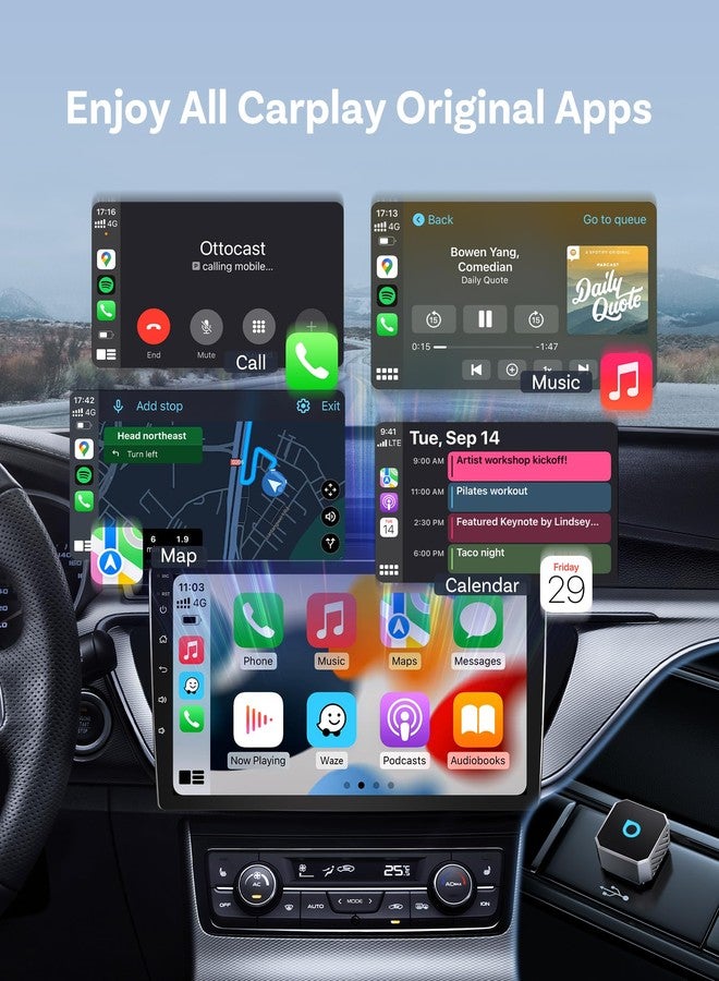 OTTOCAST Mini Pot 2025 2-in-1 Wireless CarPlay & Android Auto 2-in-1 Adapter, Plug & Play, 5GHz WiFi, Auto Connect for iPhone & Android, Fits 98%+ OEM Wired CarPlay Cars - Image 4