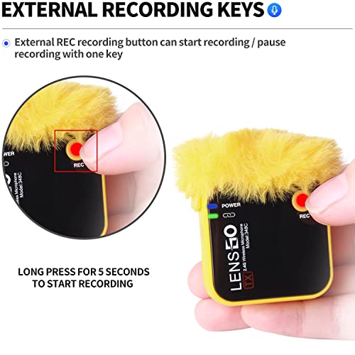LENSGO 348C 2.4Ghz Wireless Lavalier Microphone 32GB TF Card Slot Compact Lav Mic 1 Transmitter and 1 Receiver Wireless Lapel Microphone for iPhone Smartphone Camera Vlog YouTube Interview Streaming Y - Image 3