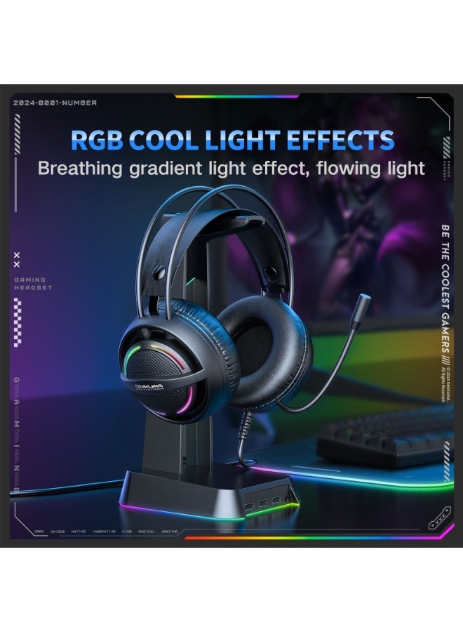 سماعة رأس ستيريو أونيكوما X88 سلكية بمنفذ USB، مزودة بإضاءة RGB، مناسبة للألعاب، مزودة بعصابة رأس مزدوجة، مثالية لأجهزة الكمبيوتر الشخصية. - Image 2