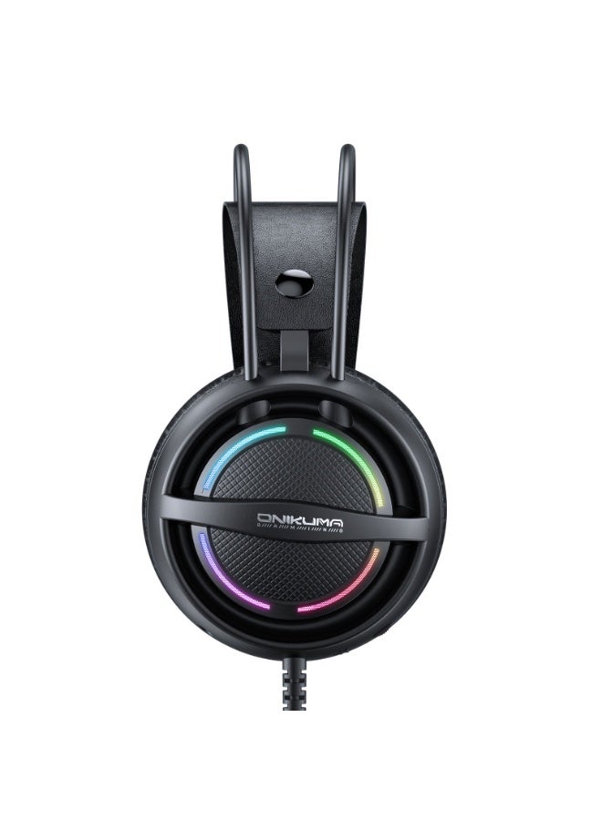 سماعة رأس ستيريو أونيكوما X88 سلكية بمنفذ USB، مزودة بإضاءة RGB، مناسبة للألعاب، مزودة بعصابة رأس مزدوجة، مثالية لأجهزة الكمبيوتر الشخصية. - Image 1
