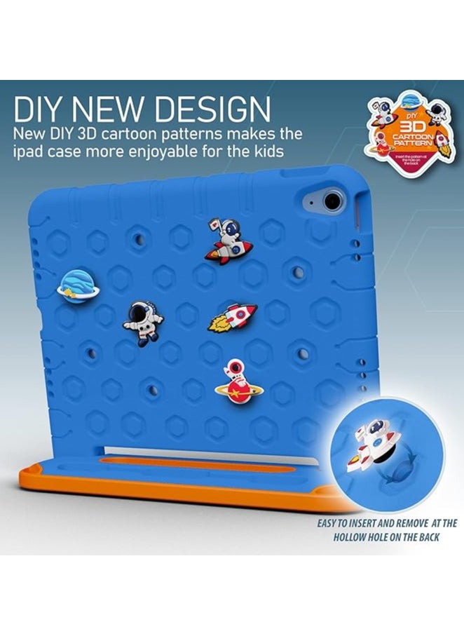 erorex - Rugged Protective EVA Silicone Kids Case Cover, Shockproof DIY 3D Cartoon Pattern with Pencil Holder, Stand and Handle Grip Compatible for Apple iPad 2022 (10th Gen) 10.9 inch (Sky Blue) - Image 1
