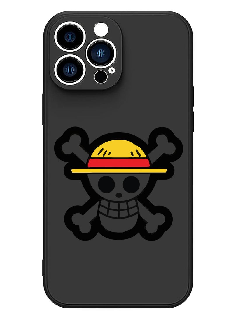 Theodor Protective Slim Fit Case Liquid Silicone Cover with Full Body Protection Anti-Scratch Shockproof Case For iPhone 15 Pro Black - Skull - Image 1