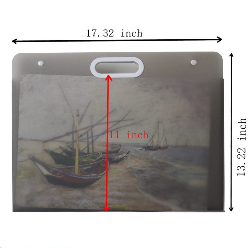 Sohynca Plastic Art Portfolio, Large Art Portfolio with Handles,Waterproof Portfolio Folder for Artwork, Arts Storage Case for Drawing Sketch Photography Poster (Black 17.32 x 13.22 inch) - Image 2