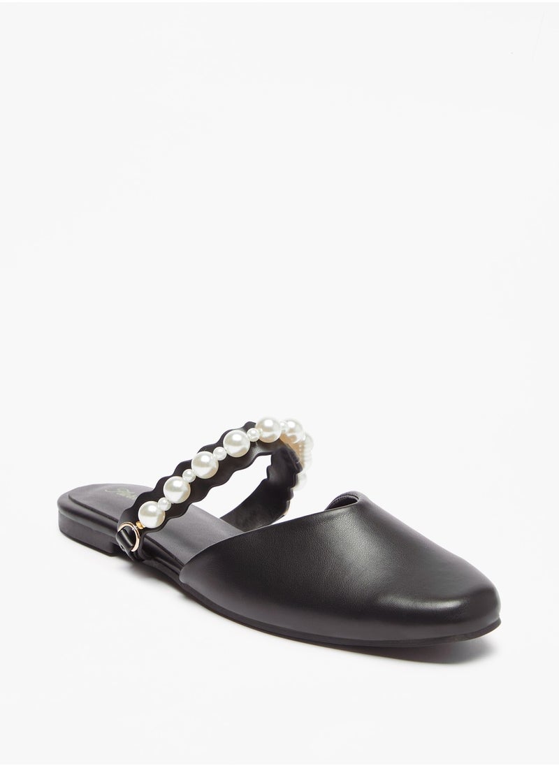 Flora Bella By Shoexpress - Womens Flora Bella Pearl Embellished Slip On Mules Ramadan Collection - Image 1