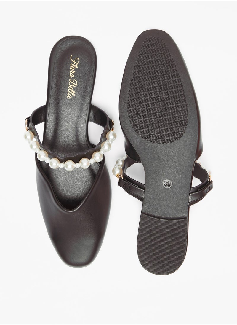 Flora Bella By Shoexpress - Womens Flora Bella Pearl Embellished Slip On Mules Ramadan Collection - Image 1