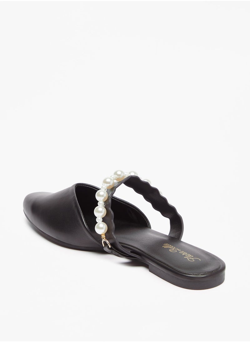 Flora Bella By Shoexpress - Womens Flora Bella Pearl Embellished Slip On Mules Ramadan Collection - Image 1