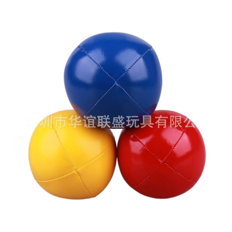 PU Leather Magic Juggling Ball with Net Red+blue+yellow