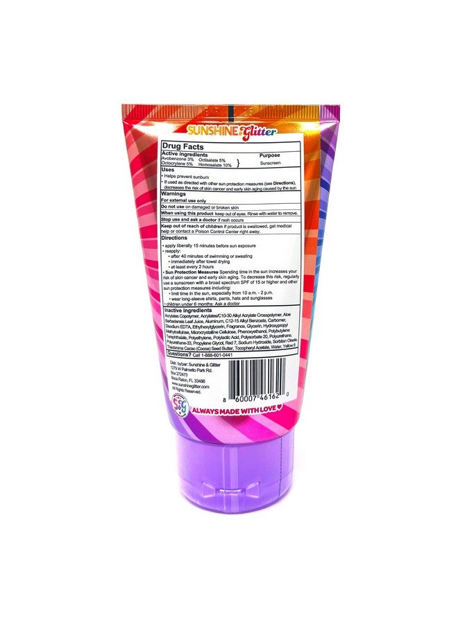 Sunshine & Glitter Sea Star Sparkle Biodegradable Glitter Sunscreen With Spf 50 Rainbow Party Cake Water Resistant 80 Min Biodegradable Glitter Vegan & Cruelty Free Tsa Approved 3.4 Oz - Image 2