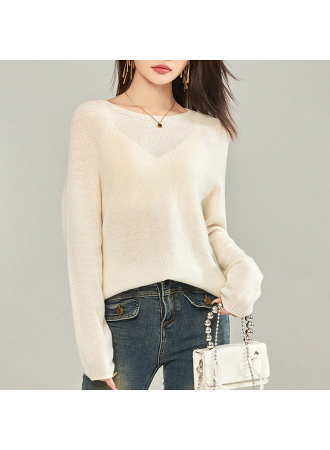 MEIBIAO Round Neck Knitted Solid Color Base Shirt Lazy And Versatile Series Women'S Top Autumn Winter - Image 2