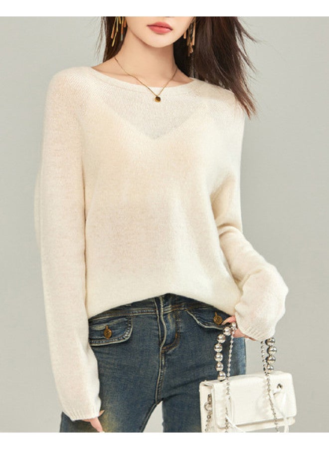 MEIBIAO Round Neck Knitted Solid Color Base Shirt Lazy And Versatile Series Women'S Top Autumn Winter - Image 1