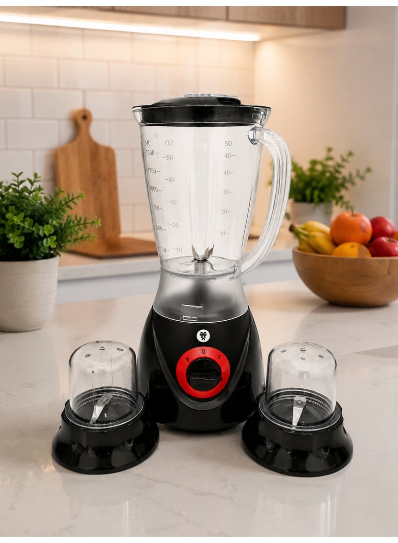 Lion 3 in 1 Blender Set 300W 1.5L Plastic Jar with 2 Grinders, 2 Speed + Pulse Function, Safety Switch, 2 Years warranty - Image 1