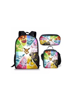 Pikachu New Cartoon Anime Student Backpack Three-Piece Set 29*42*16cm 