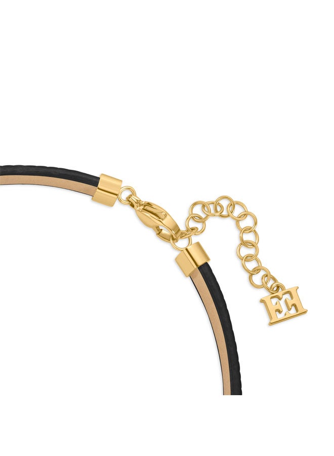 ESCADA Zoe Black Leather Bracelet with Logo and Horseshoe Charms Luxurious and Fortunate Design - Image 3