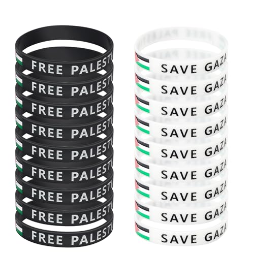 FINDAT Free Palestine Silicone Wristbands Palestine Flag Bracelet Rubber Men & Women 20 Pack - Image 1