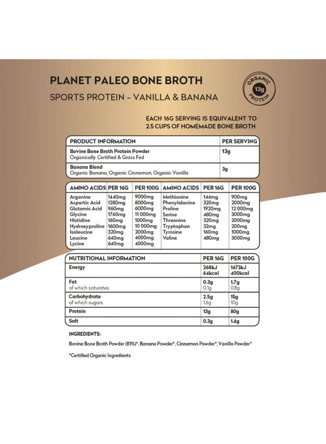 Planet Organic Planet Paleo Organic Bone Broth Post Workout Sports Protein Powder, Vanilla & Banana Flavor 480G - Image 4
