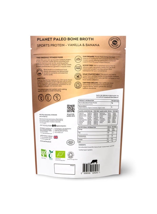 Planet Organic Planet Paleo Organic Bone Broth Post Workout Sports Protein Powder, Vanilla & Banana Flavor 480G - Image 2