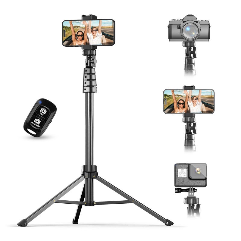UBeesize 67 Phone Tripod Selfie Stick Camera Tripods Stand with Wireless Remote and Phone HolderCompatible with iPhone Android Phone Perfect for SelfiesVideo RecordingLive Streaming Black - Image 2