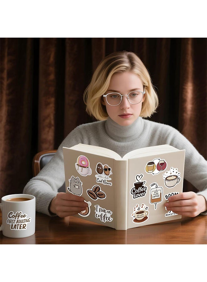 Coffee Stickers 50 Pieces Vinyl Waterproof Decal For Laptop Water Bottle Phone Car Window Bike Motorcycle Stakeboard Scrapbook Coffees Sticker Gifts - Image 4