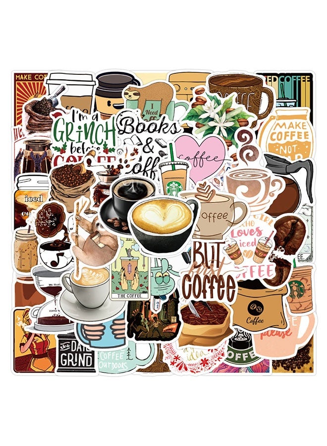 Coffee Stickers 50 Pieces Vinyl Waterproof Decal For Laptop Water Bottle Phone Car Window Bike Motorcycle Stakeboard Scrapbook Coffees Sticker Gifts - Image 5
