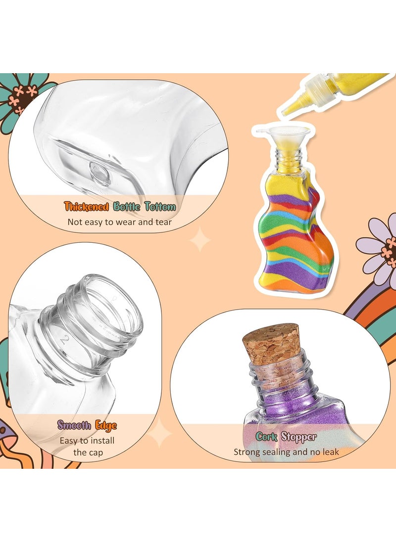 Nuenen Nuenen Plastic Sand Art Bottles with Corks Wave Shaped Sand Art Transparent Containers with Mini Funnels for Wedding Invitations Fun Crafts Supplies Boys Girls Decorations50 Pcs  - Image 3