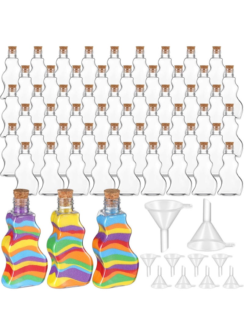 Nuenen Nuenen Plastic Sand Art Bottles with Corks Wave Shaped Sand Art Transparent Containers with Mini Funnels for Wedding Invitations Fun Crafts Supplies Boys Girls Decorations50 Pcs  - Image 1