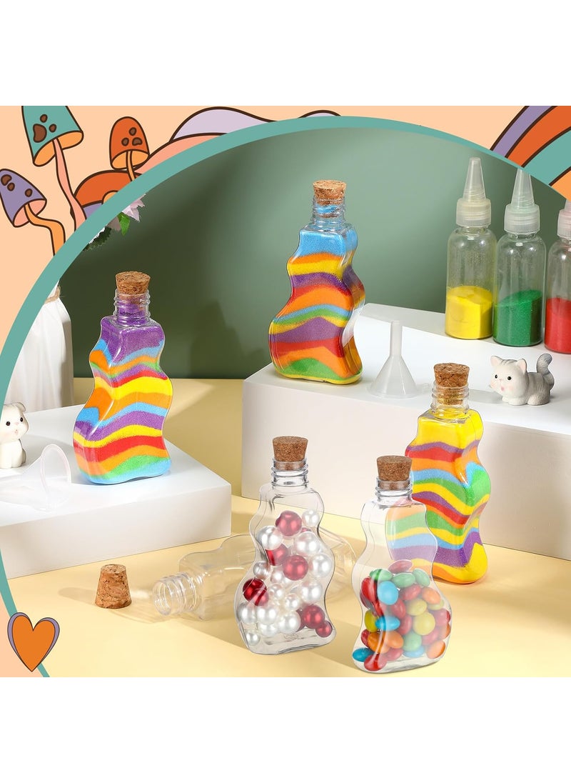 Nuenen Nuenen Plastic Sand Art Bottles with Corks Wave Shaped Sand Art Transparent Containers with Mini Funnels for Wedding Invitations Fun Crafts Supplies Boys Girls Decorations50 Pcs  - Image 4