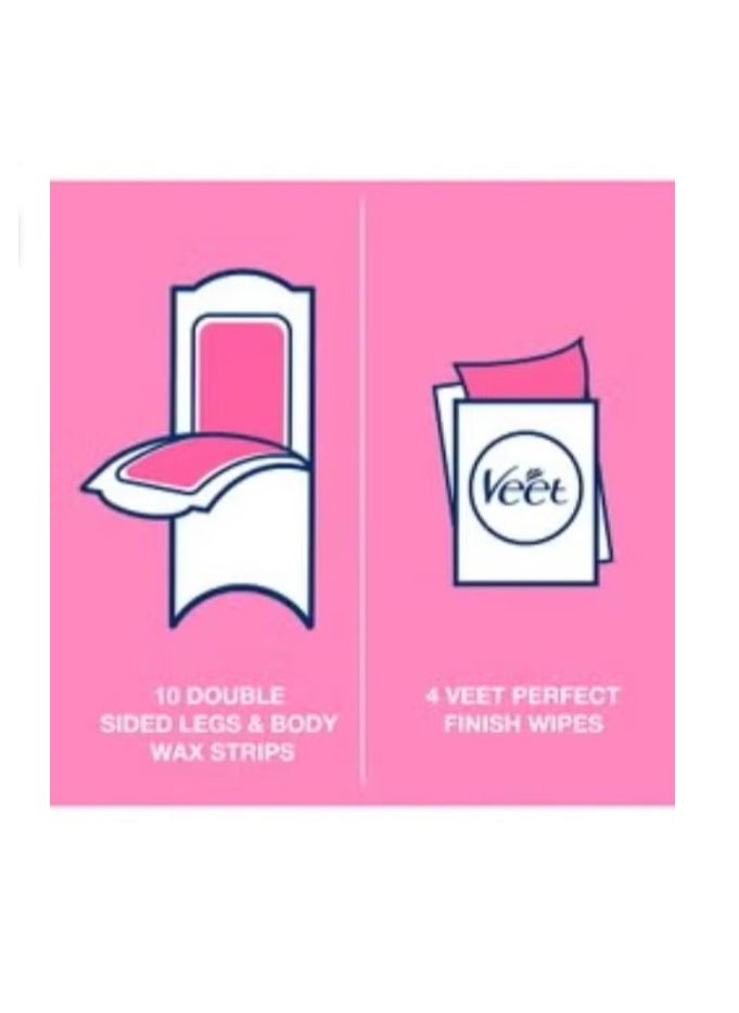Veet - Hair Removal Easy Gel Strips Body And Legs For Sensitive Skin Soothing Almond Oil And Cornflower Scent 20 Strips - Image 1