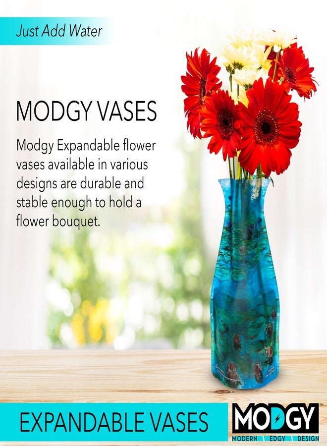 MODGY Expandable Flower Vase Plastic Decorative Modern Vases for Flowers Centerpieces Dining Table Decor Living Room Bathroom Wedding Office, Water Lilies - Image 2