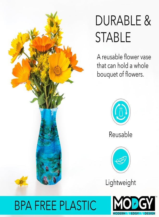 MODGY Expandable Flower Vase Plastic Decorative Modern Vases for Flowers Centerpieces Dining Table Decor Living Room Bathroom Wedding Office, Water Lilies - Image 3
