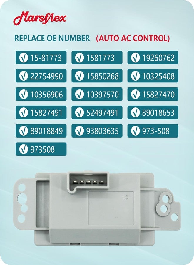 Marsflex مقاومة محرك مروحة Marsflex رقم 1581773، موديلات 2003-2007، لسيارات شيفروليه تاهو، سيلفرادو، تريل بليزر، أفالانش، وجي إم سي سييرا، ويوكون. مقاومة المروحة رقم 973-508 و89018653، لنظام التحكم في مكيف الهواء. - Image 5
