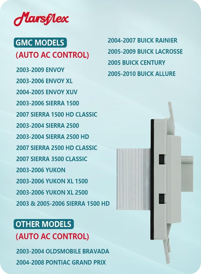 Marsflex مقاومة محرك مروحة Marsflex رقم 1581773، موديلات 2003-2007، لسيارات شيفروليه تاهو، سيلفرادو، تريل بليزر، أفالانش، وجي إم سي سييرا، ويوكون. مقاومة المروحة رقم 973-508 و89018653، لنظام التحكم في مكيف الهواء. - Image 4